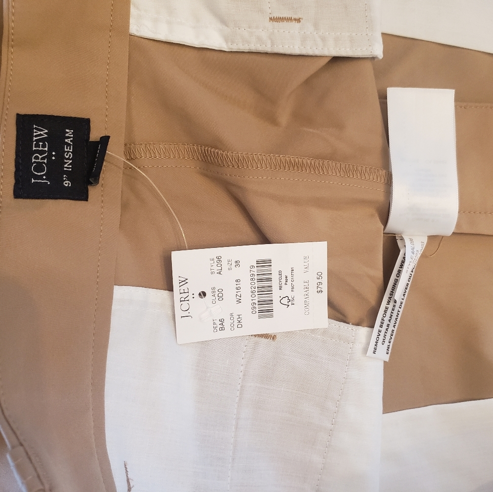 New! 2 pairs! J.Crew Factory Dark Khaki 9" Tech short 38 waist - Picture 6 of 11